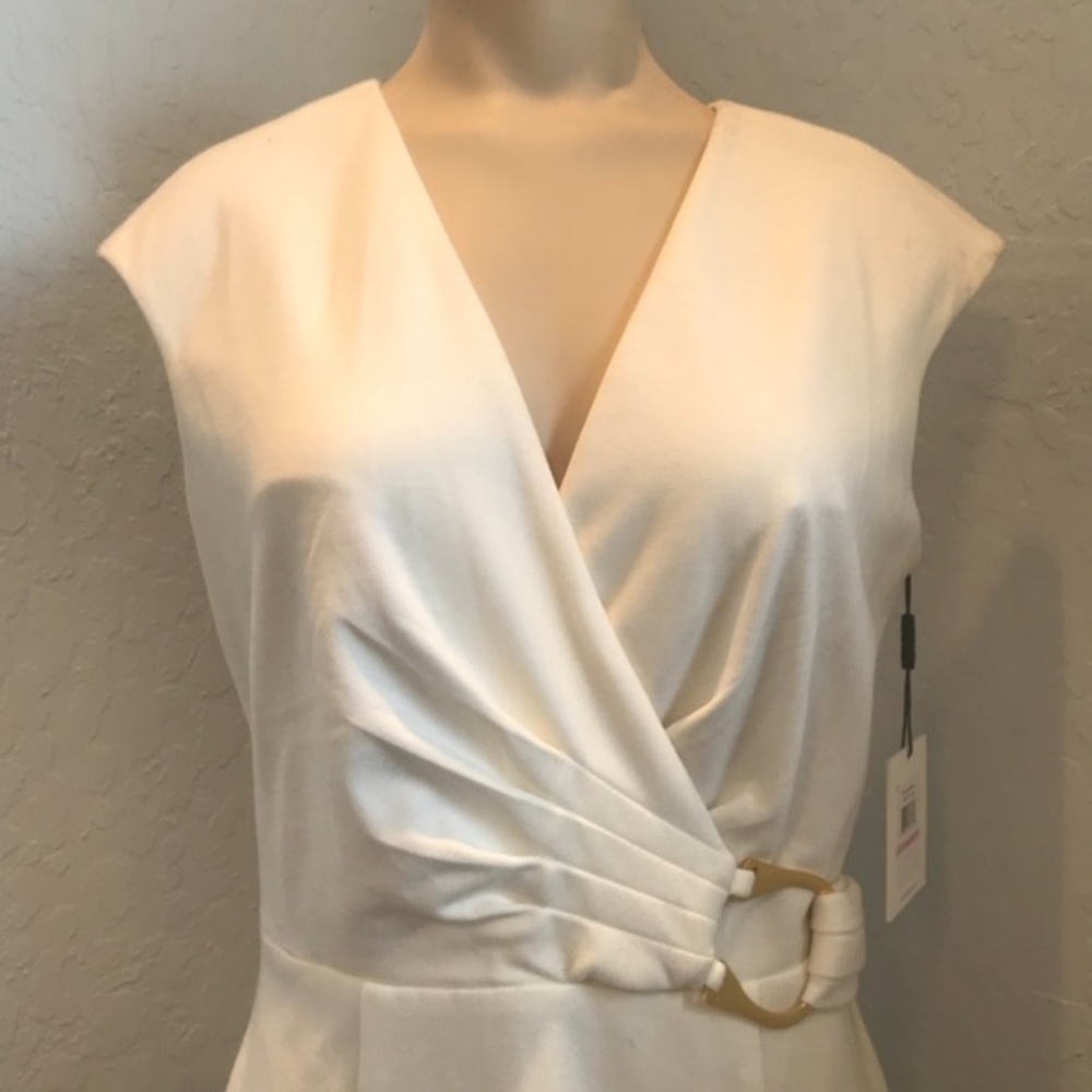 Calvin Klein V Neck Ivory color dress NWT - Picture 3 of 9